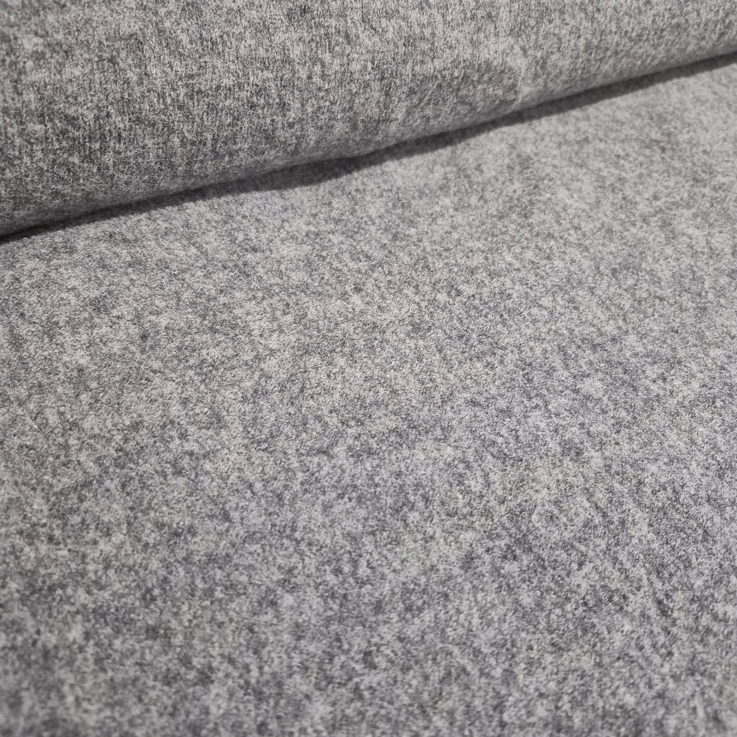 Italian Chunky Knit 100% Boiled Wool Light Grey Fabric 51" Wide (By the Metre)