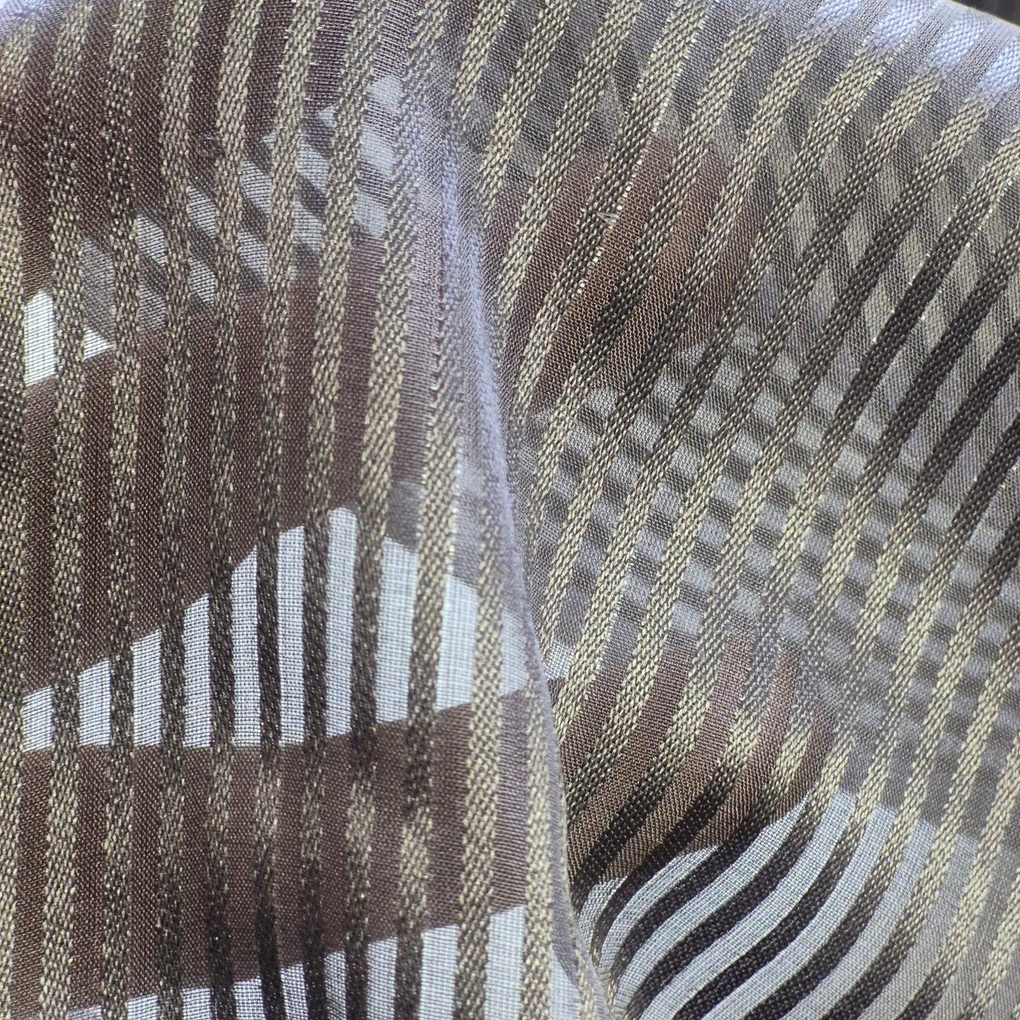 Silk Lurex Chiffon Fabric Satin Striped Grey Colour 55" wide