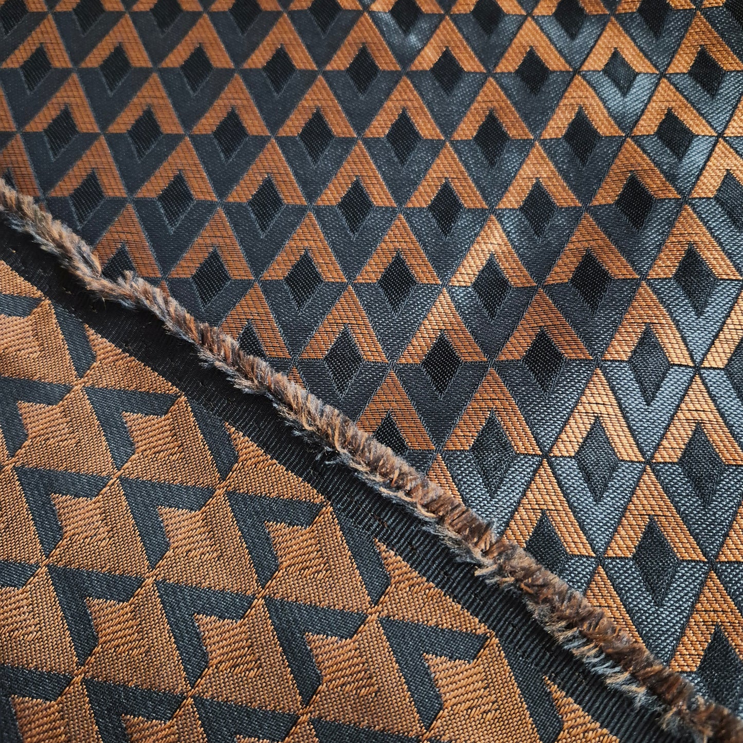 Jacquard Fabric Rhombus Pattern Brick Grey Black Colours 55" Wide Sold Metre