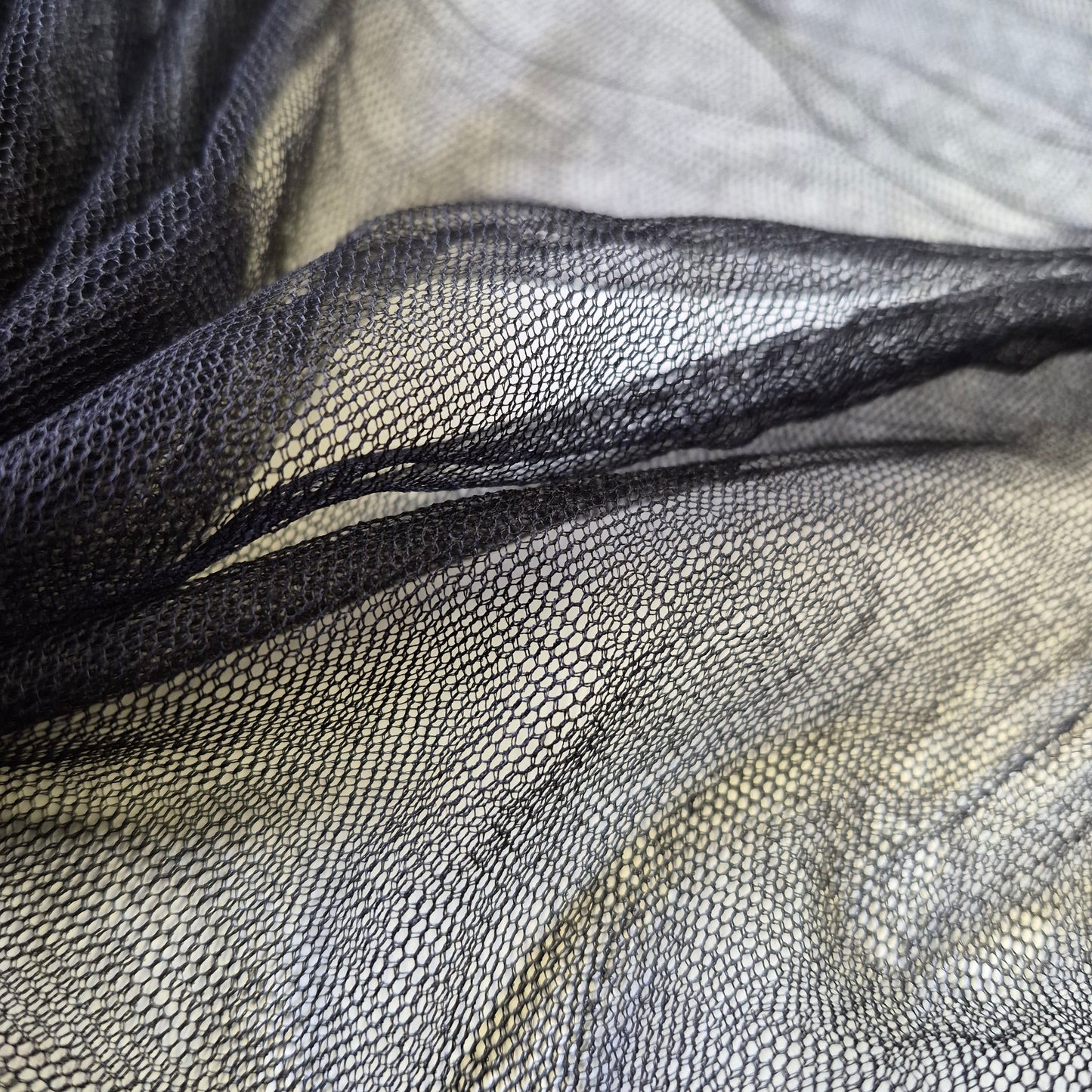 Pure Silk Soft Tulle Mesh Fabric Black Colour 55" Wide