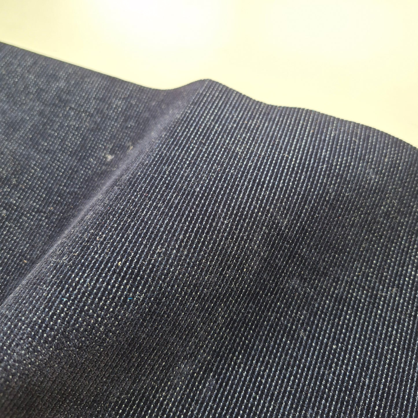 12 oz Tiny Stripes Navy Flocked Denim Fabric 59" wide