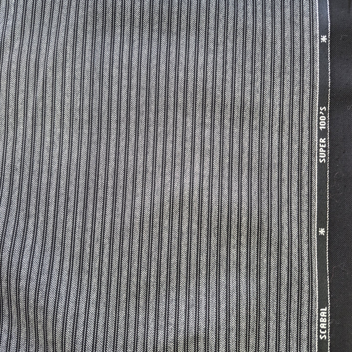 Pure wool suiting Fabric White and Black Stripes 55" wide
