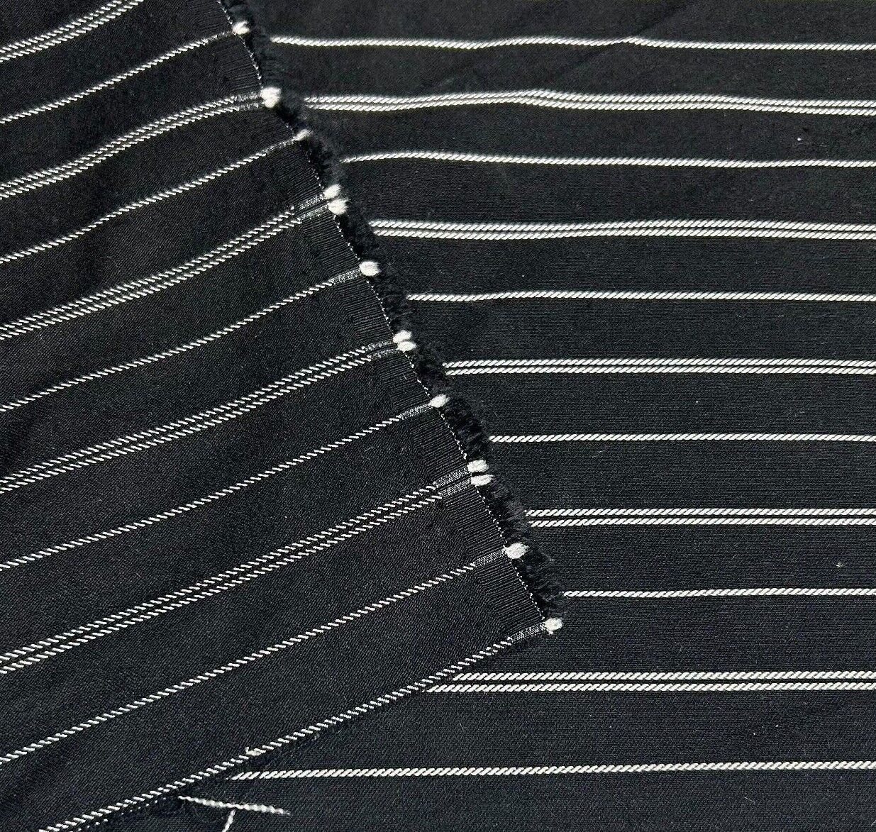 Bengaline Fabric Black White Striped 2-Way Stretch 55'' Wide Sold By The Metre