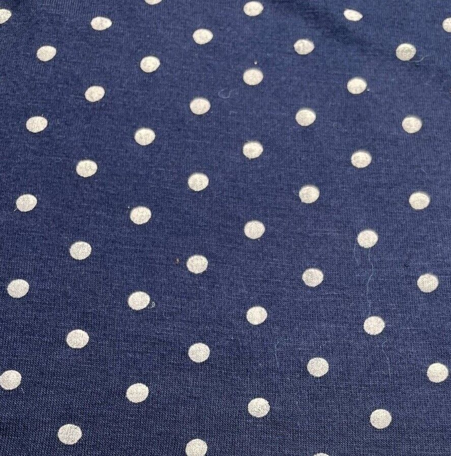 Viscose Jersey Fabric Ivory Spotted Printed Navy Red And Beige Colours 55" Wide