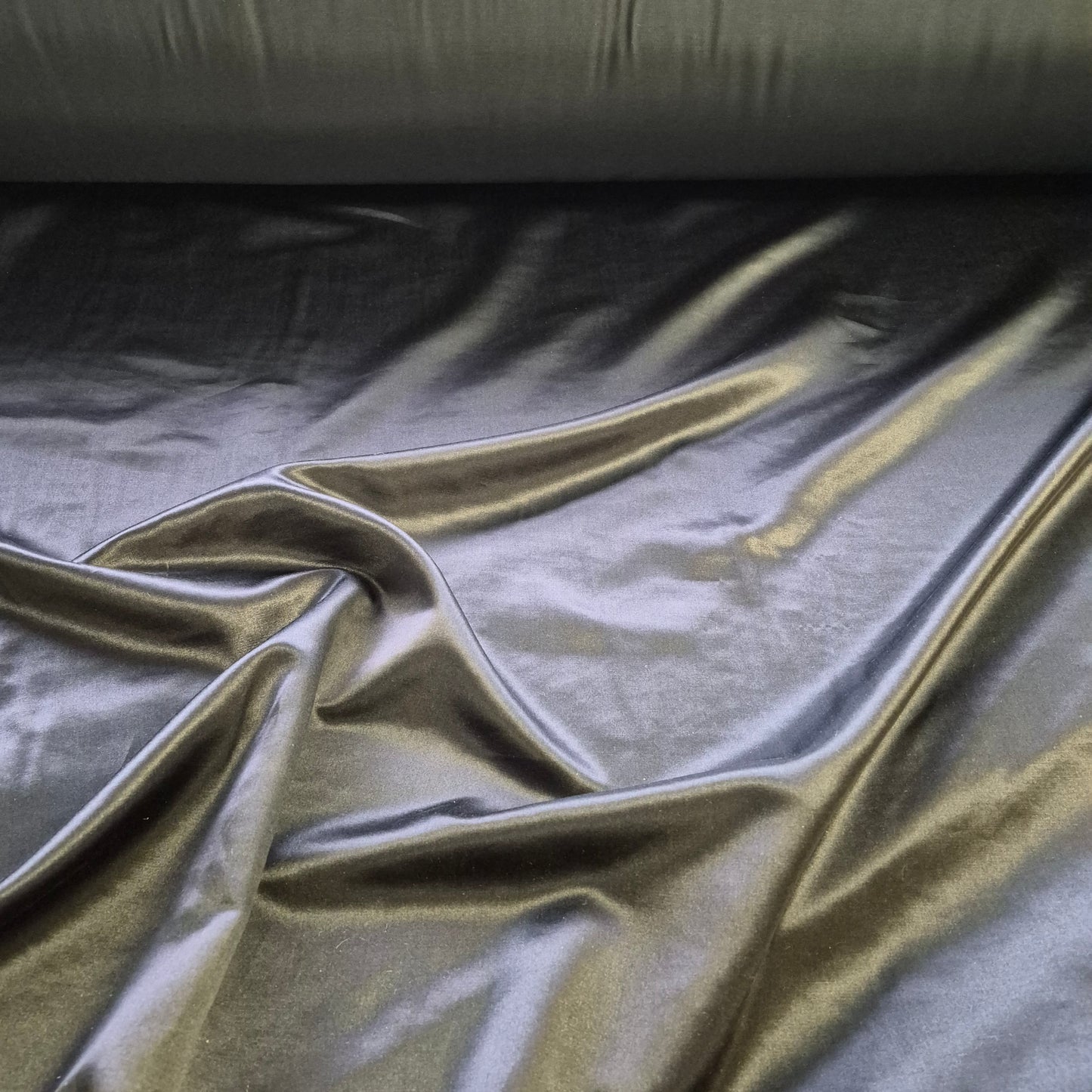 Silk Cotton Blend Satin FabricBlack Colour 55" Wide