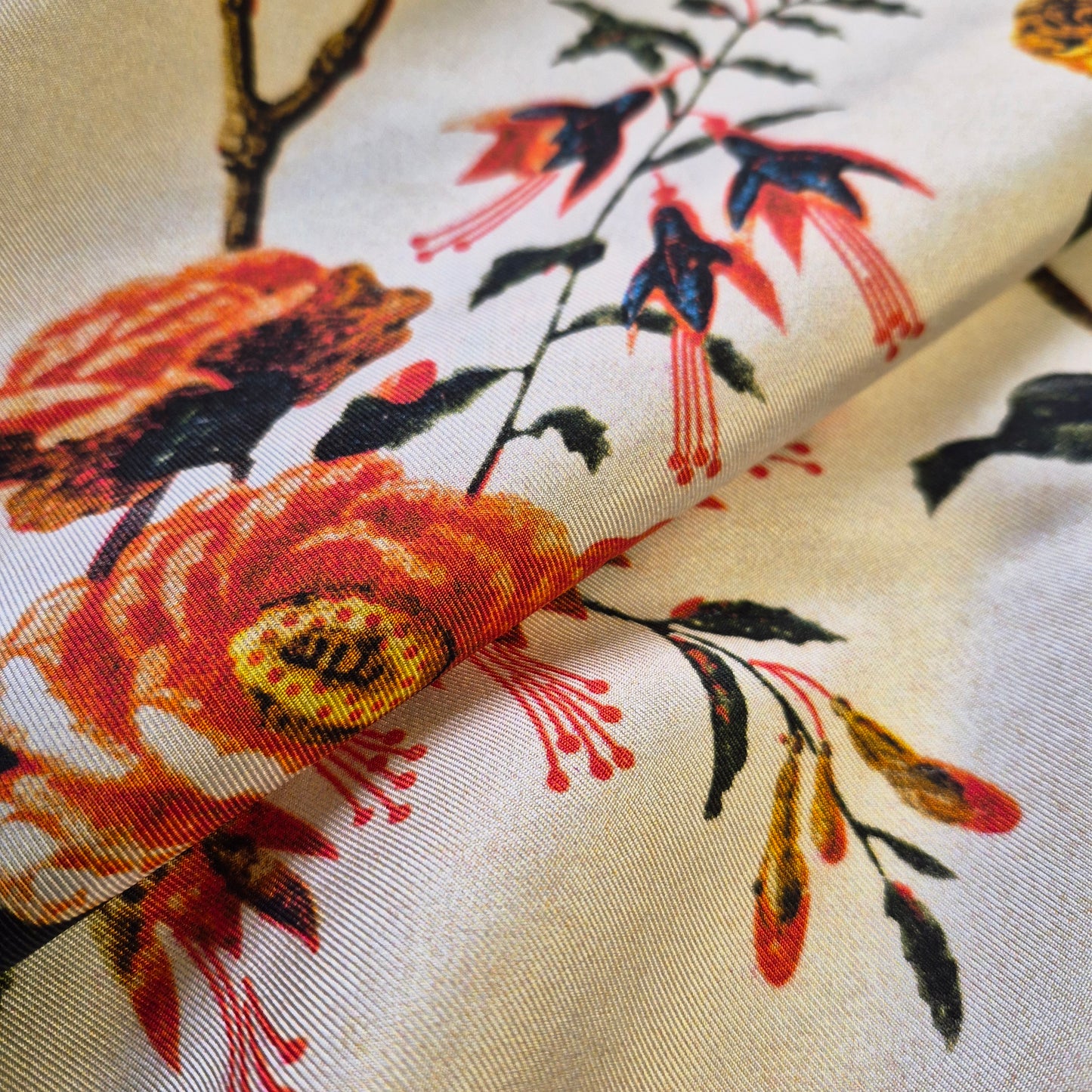 Pure Silk Twill Fabric Floral Printed 55" Wide