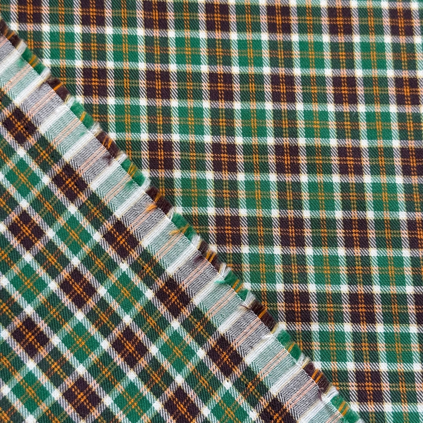Cotton Shirt Fabric Green Checked 55" Wide Sold By Metre