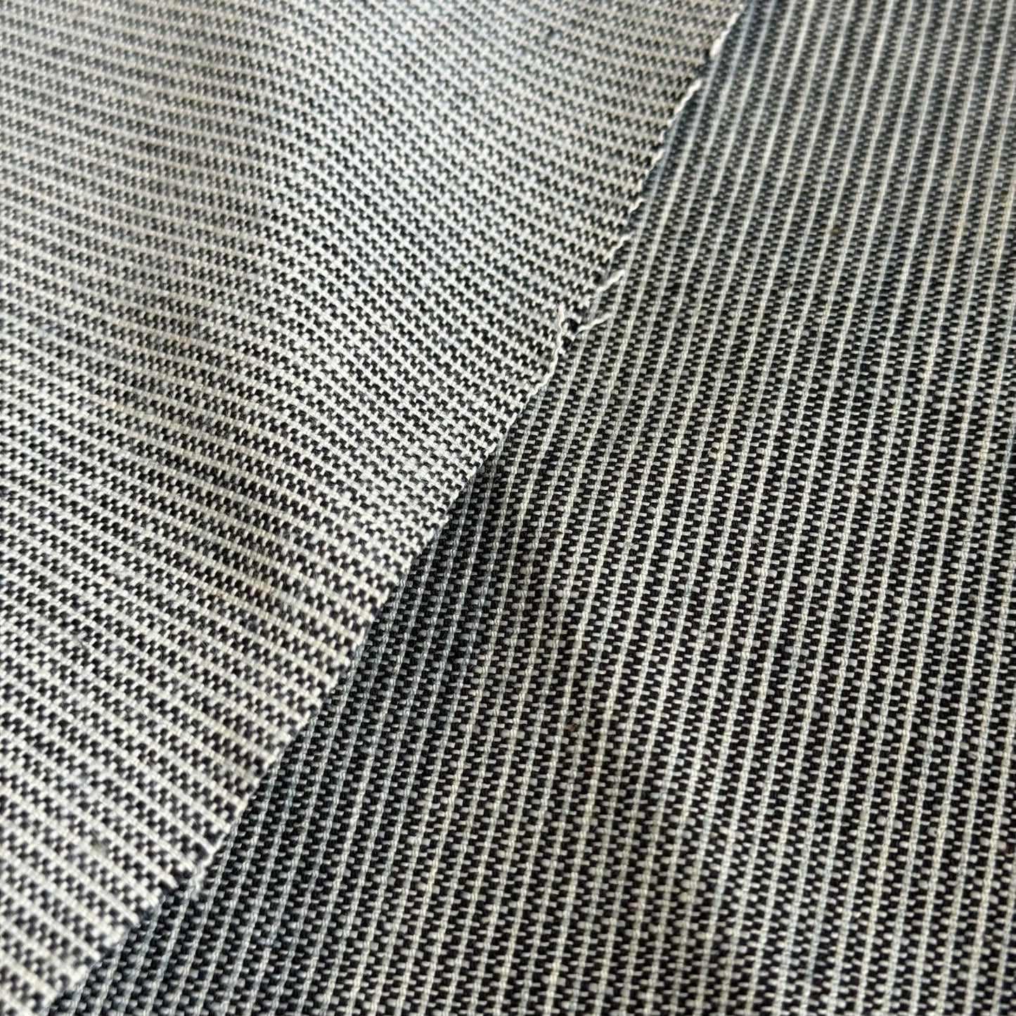 12 Oz Stripe Weave Sustainable Cotton Denim Fabric Indigo & Off White