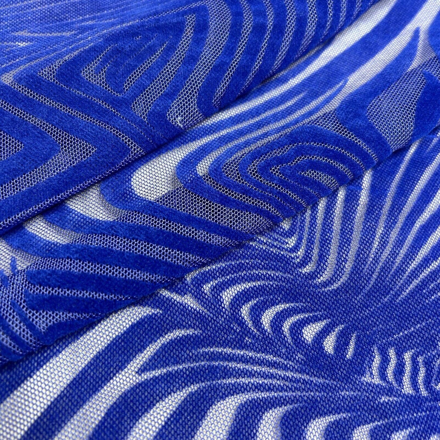 Flocked Mesh Net Fabric Blue Colour 55" Wide