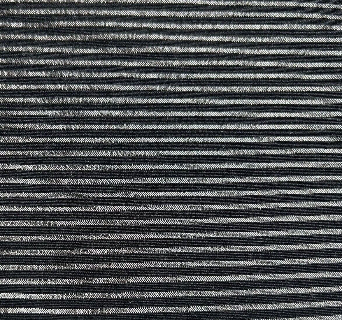 Bengaline Fabric Black Silver Striped 2-Way Stretch 55'' Wide Sold By The Metre