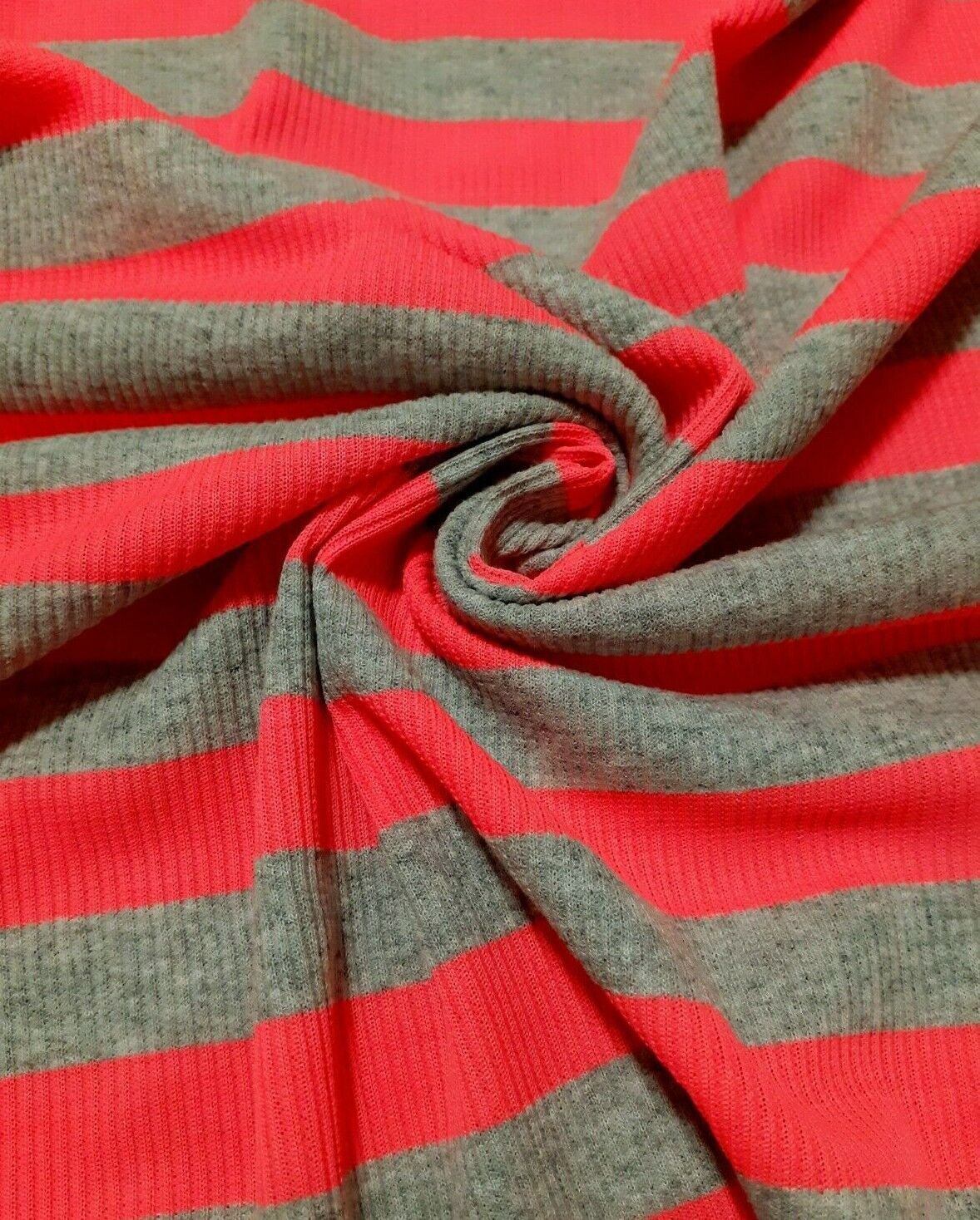 RIB JERSEY FABRIC NEON STRIPED STRETCH- SOLD BY THE METRE
