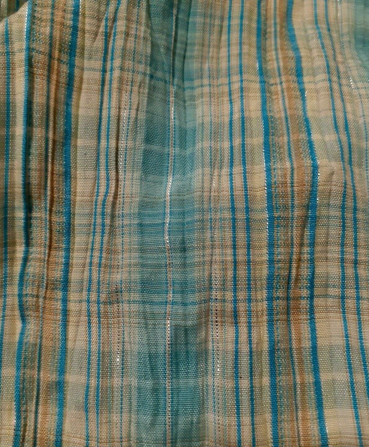 CHECKED AND CRINCKLED POLYCOTTON LUREX FABRIC - SOLD BY THE METRE