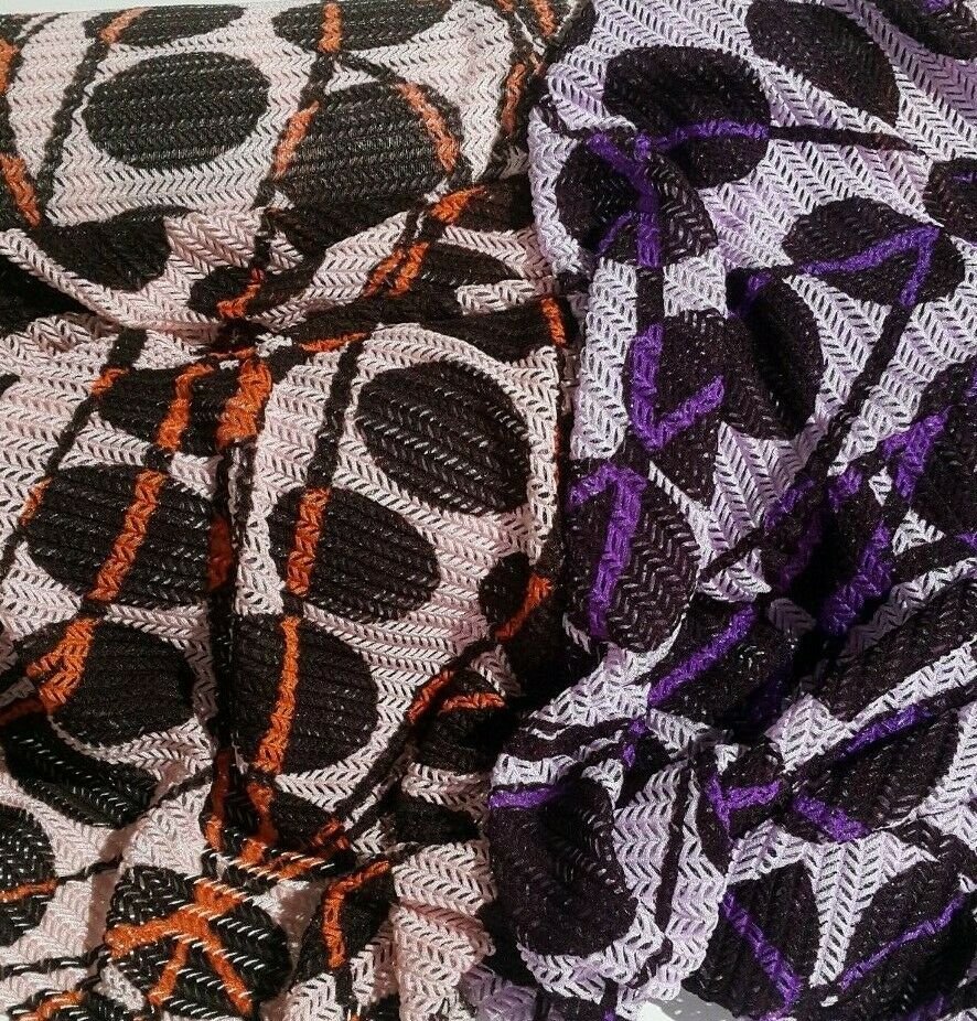 CIRCLE PRINTED STRETCH LACE FABRIC-2 COLOURS-SOLD BY THE METER