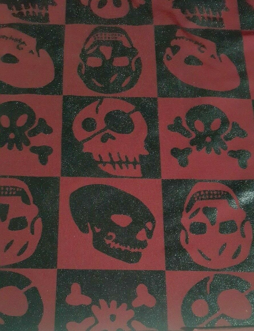 BLACK SKULL PRINTED JERSEY LYCRA FABRIC-2 COLOUR-SOLD BY THE METER