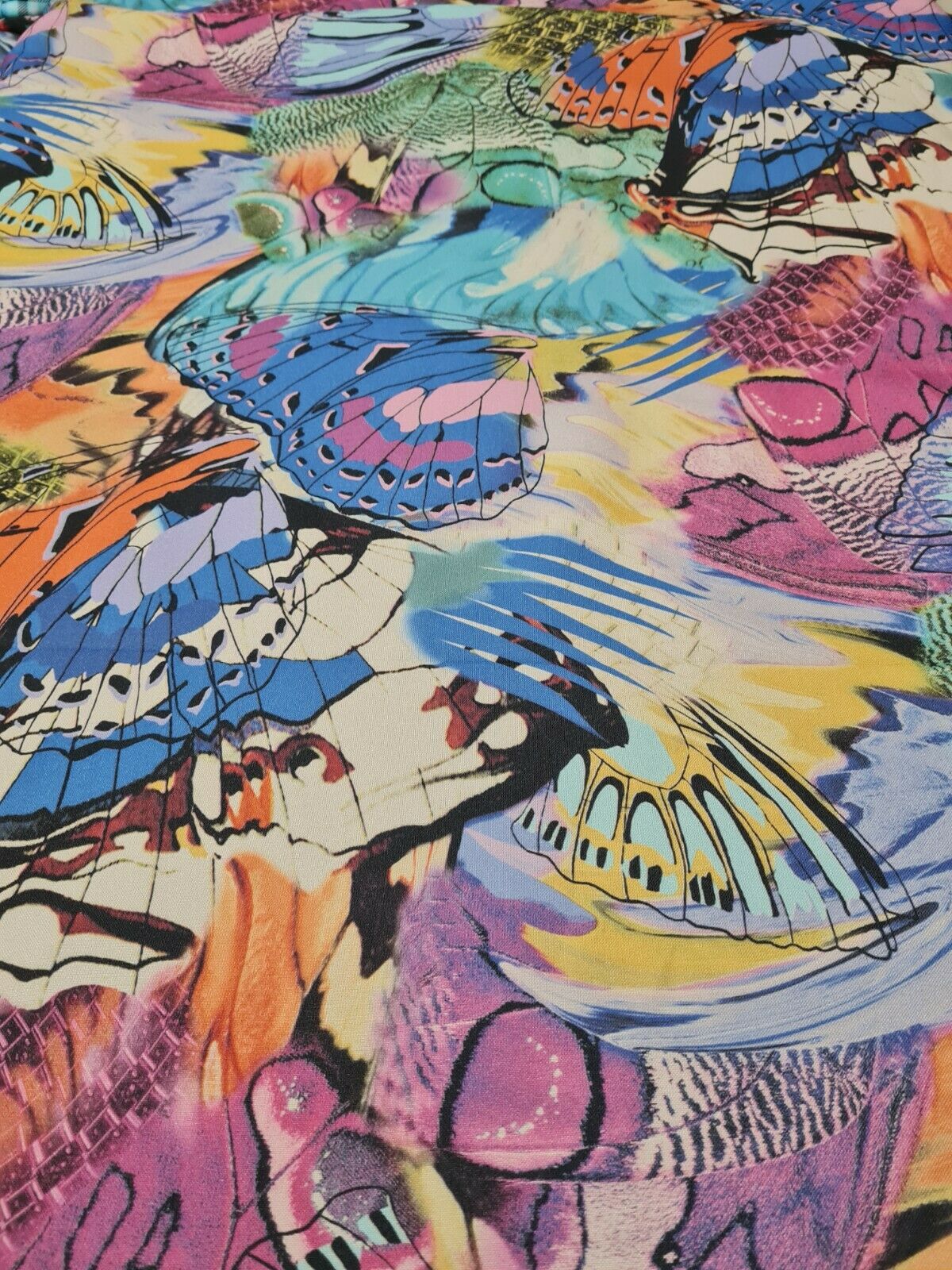 PRINTED DRESSMAKING FABRIC BUTTERFLY AND FLORAL POLYESTER - SOLD BY THE METRE