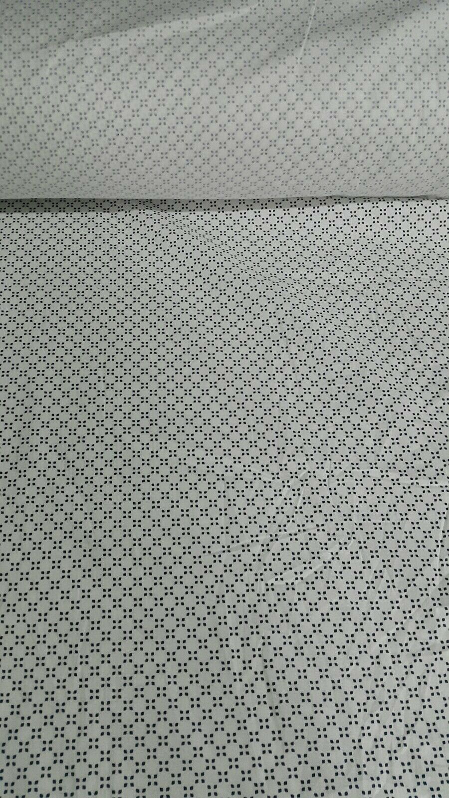 COTTON POPLIN FABRIC NAVY PRINT WHITE STRETCH -SOLD BY METRE B3/219