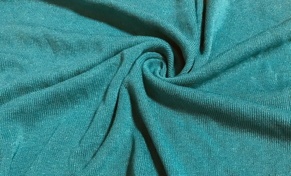 RIB JERSEY FABRIC BRICK AND TURQUOISE STRETCH VISCOSE - SOLD BY THE METRE