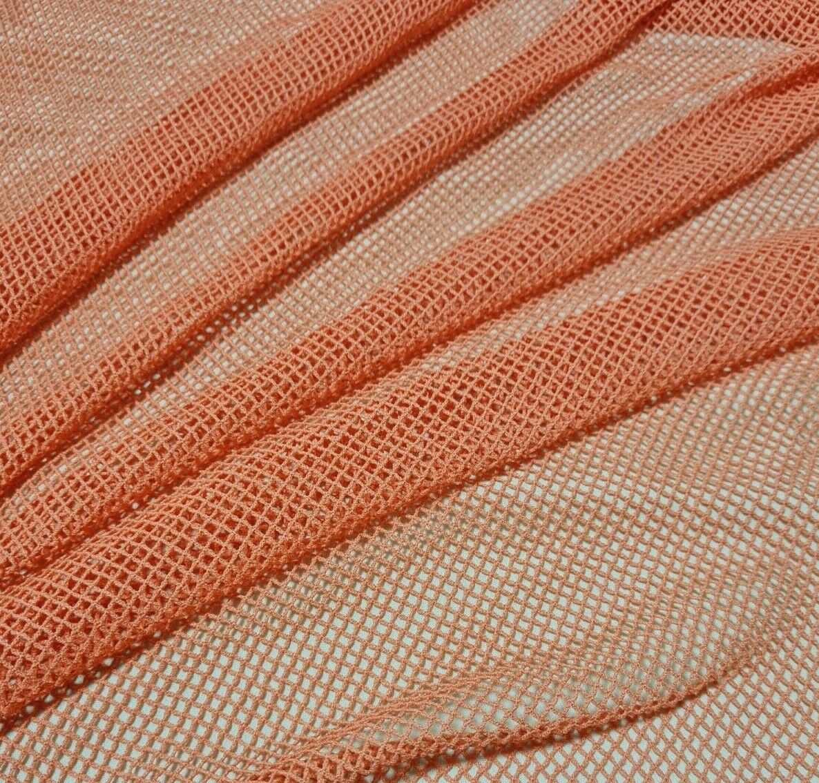 BLUE AND CORAL COLOURS STRETCH NET TULLE FABRIC-SOLD BY THE METRE