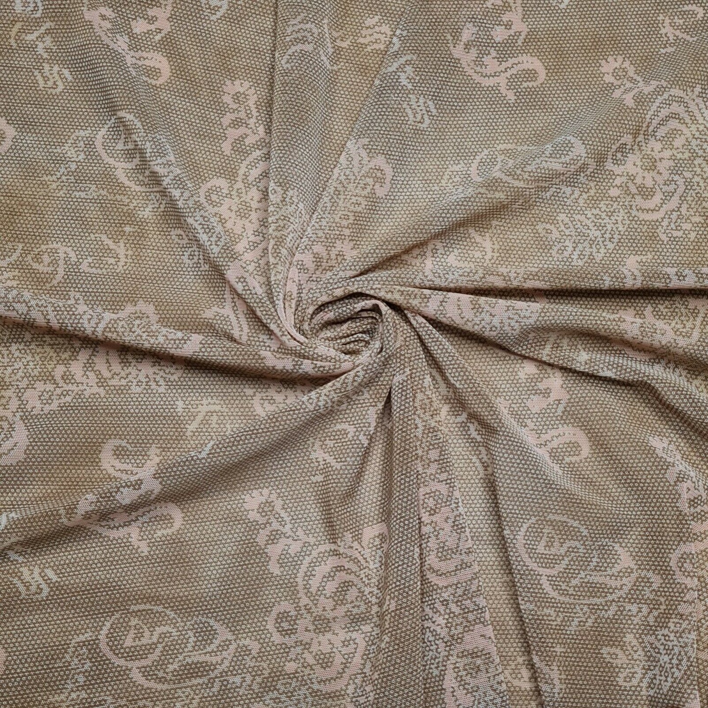 Mesh Tulle Fabric Stretch Blue And Light Brown Colours 59" Wide