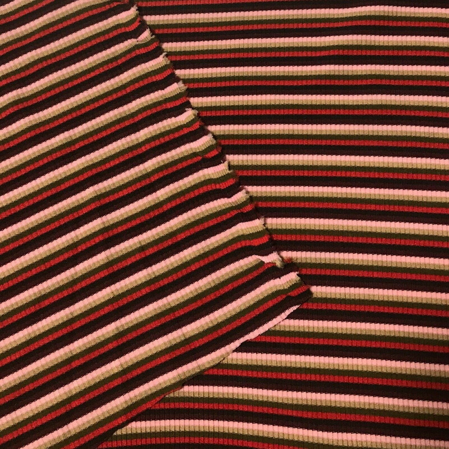 RIB JERSEY FABRIC STRETCH MULTICOLOUR STRIPED - SOLD BY THE METRE
