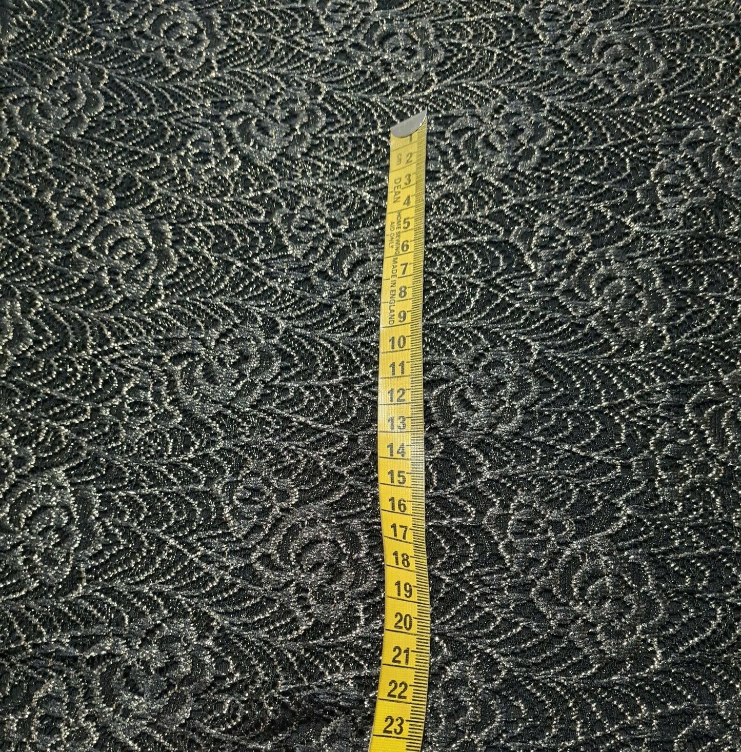 LACE FABRIC GOLD SILVERY BLACK FLORAL SOLD BY THE METRE