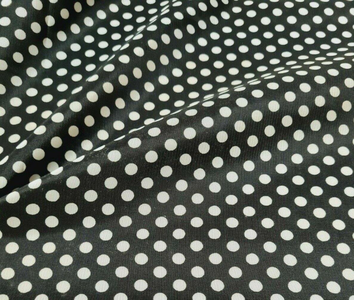 POLYESTER VISCOSE FABRIC BLACK AND SPOTTED - SOLD BY THE METRE