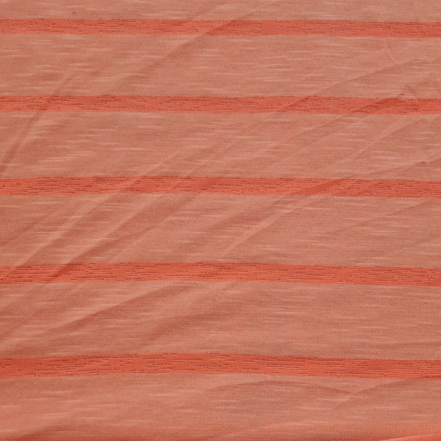 Jersey Fabric Neon Peach Colour Striped 55" Wide 2 Way Stretch T-Shirt Making A1-144
