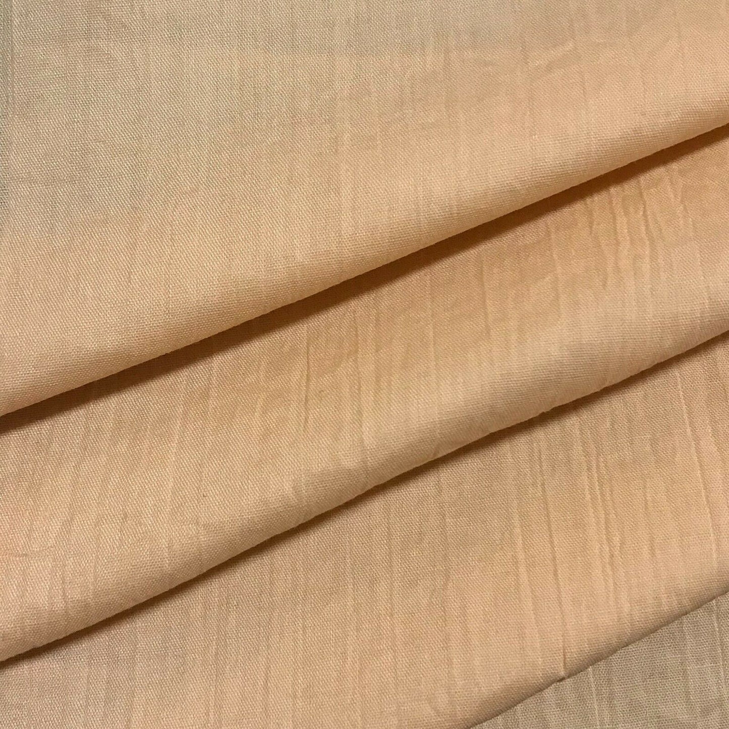 Crinkled Polycotton Fabric Peach Colour 49" Wide Sold By The Metre