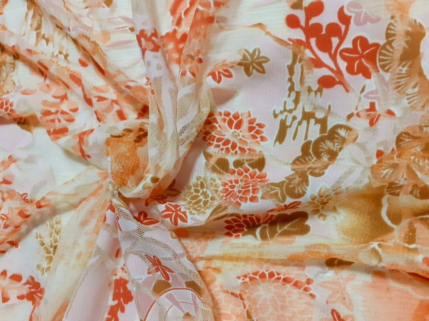 LACE TULLE FABRIC FLORAL PRINTED STRETCH-2 COLOUR-SOLD BY THE METER