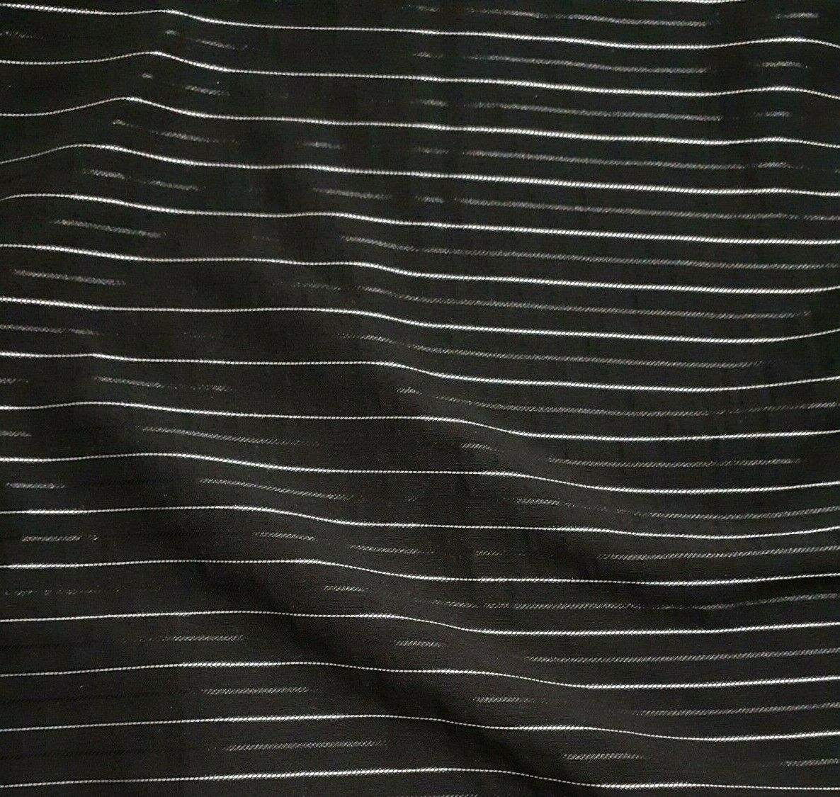 SHINY WHITE AND BLACK STRIPED STRETCH BLACK SHIRT FABRIC- SOLD BY THE METRE