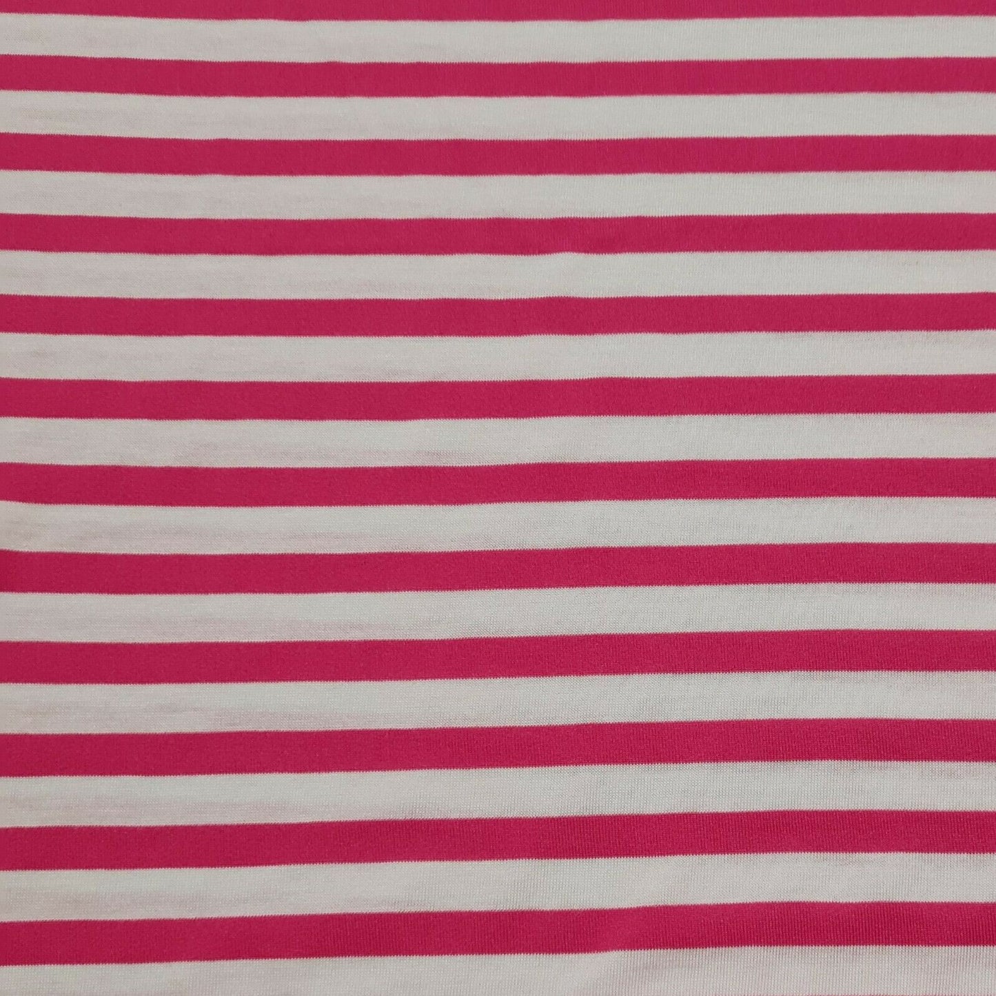 Jersey Knit Fabric Fuchsia And White Striped 55" Wide By The Metre A1-199
