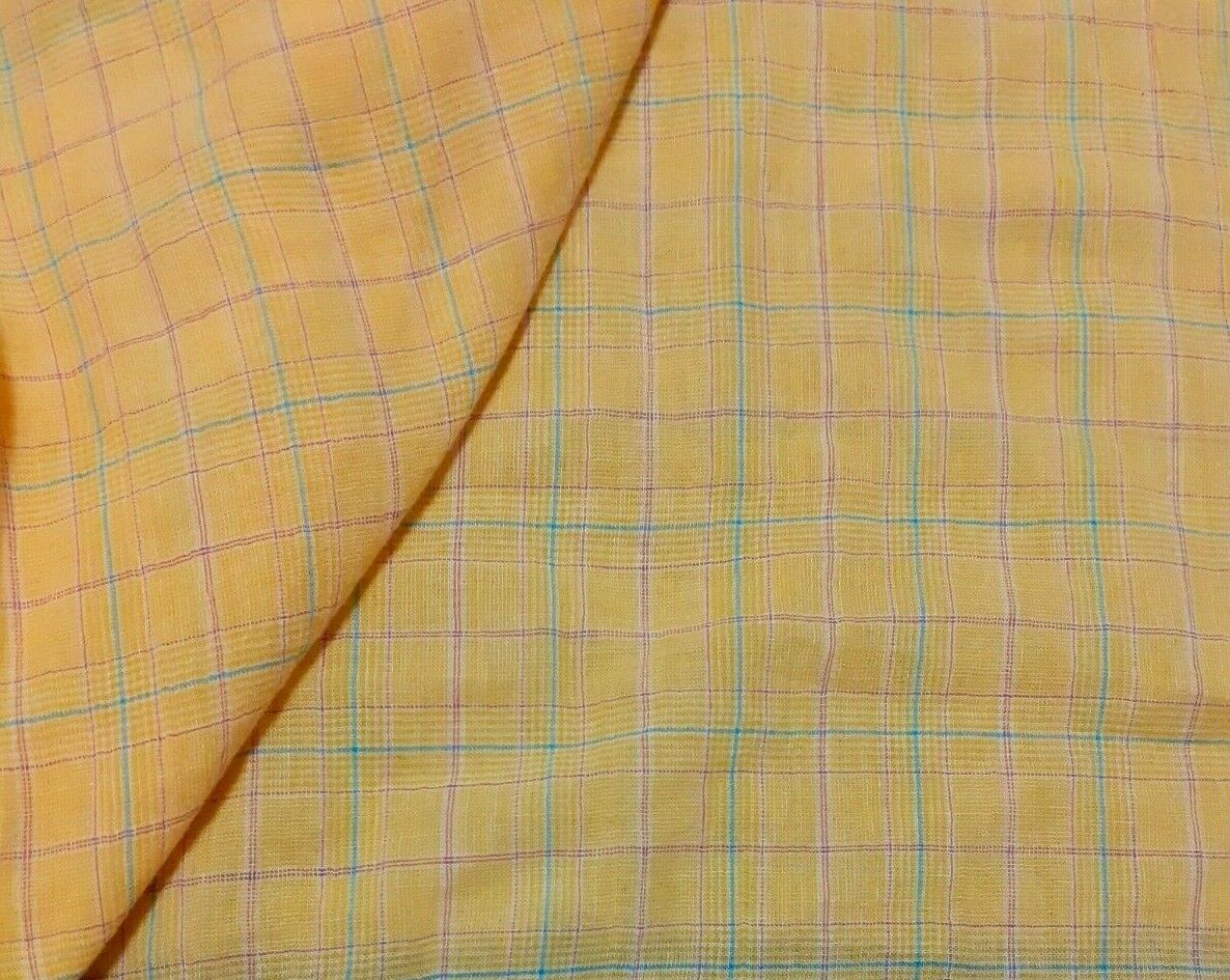 CRINKLED COTTON FABRIC YELLOW THIN- SOLD BY THE METRE B3/213