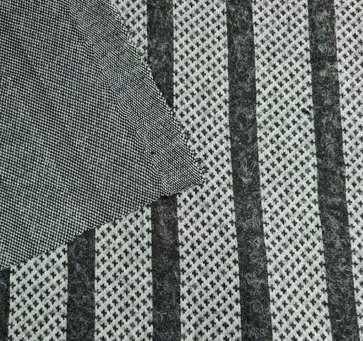 Brushed Knit Fabric Jersey Black and Grey 55"