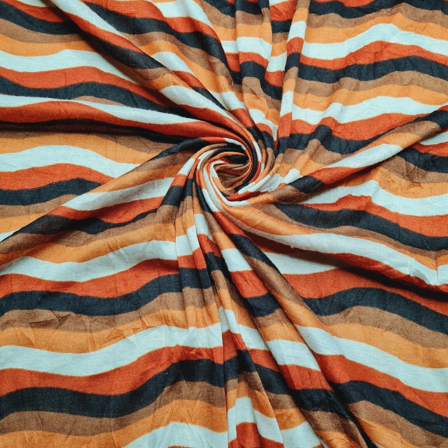 Jersey Knit Fabric Wavy Stripes Printed Crinkled 53" Wide Sold By Metre A1-169