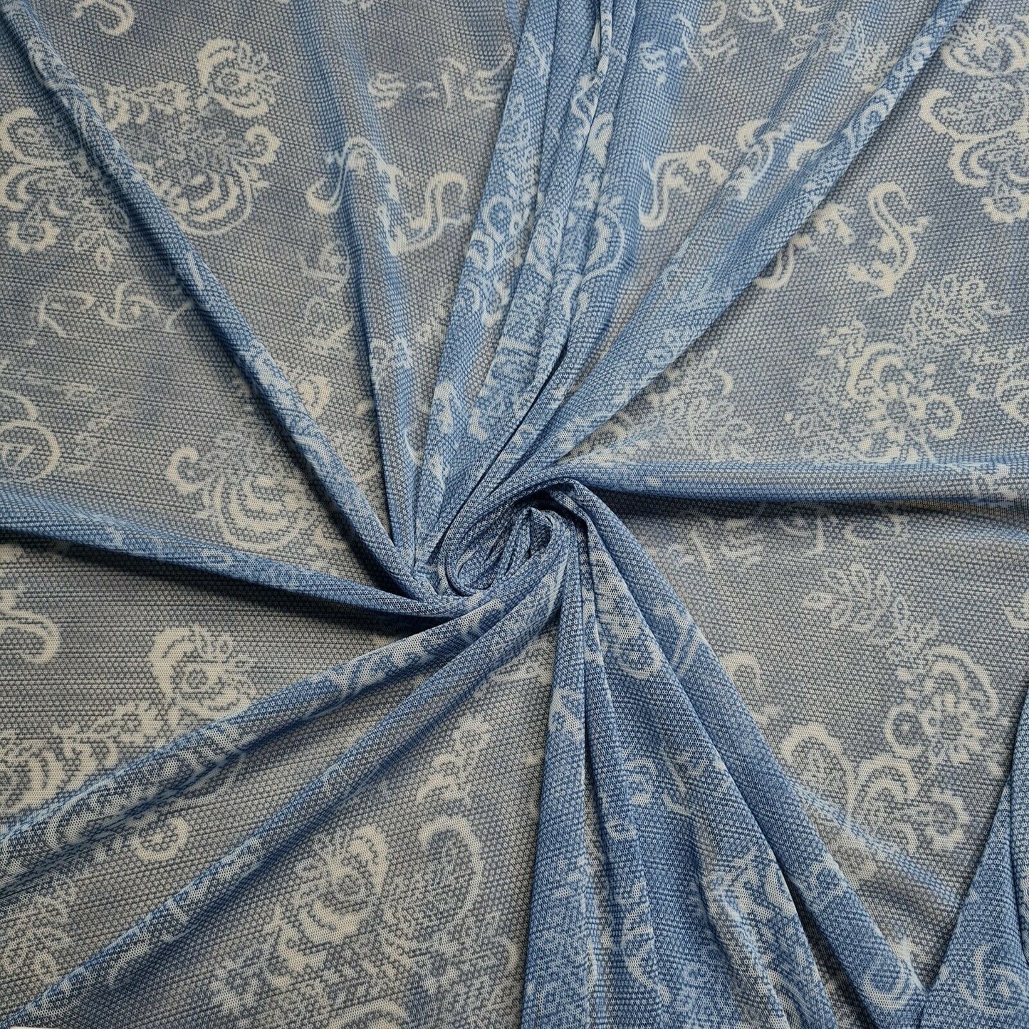 Mesh Tulle Fabric Stretch Blue And Light Brown Colours 59" Wide