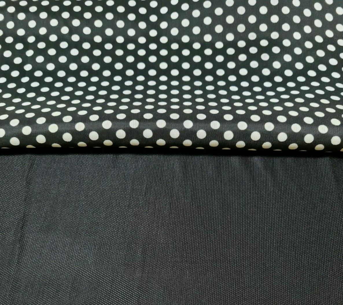 POLYESTER VISCOSE FABRIC BLACK AND SPOTTED - SOLD BY THE METRE
