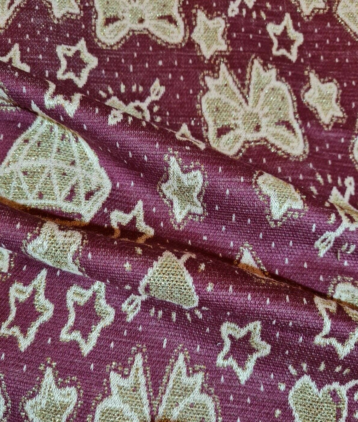 Knit Fabric Christmas Patterned And Checked Shiny By The Metre A1-203
