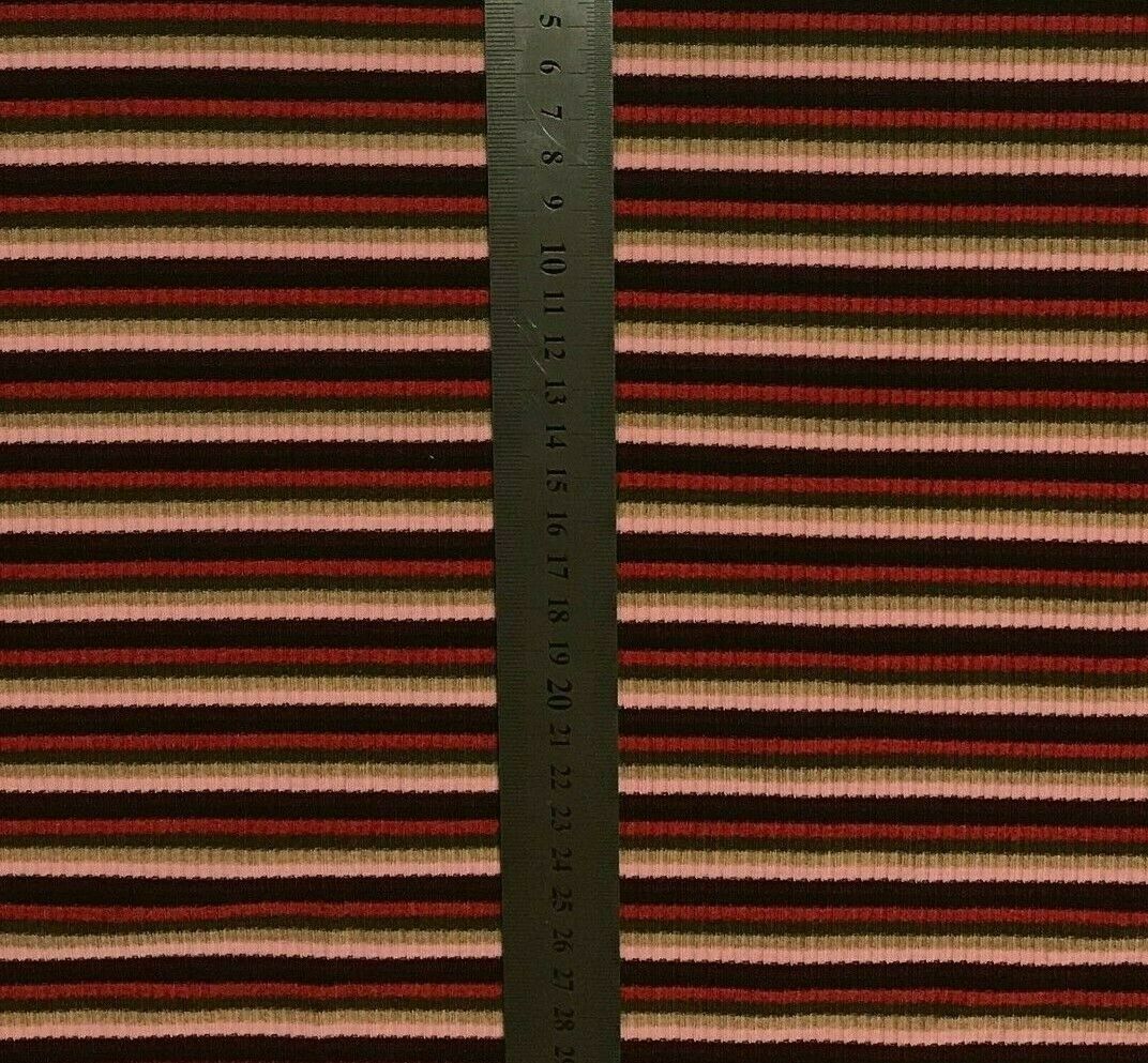 RIB JERSEY FABRIC STRETCH MULTICOLOUR STRIPED - SOLD BY THE METRE