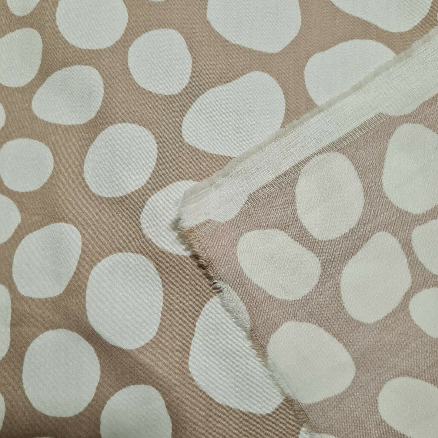 Sateen Fabric Cotton Blend Ivory Spotted Beige Colour 49" Wide
