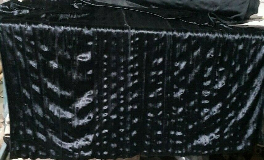 PLUSH VELVET FABRIC NAVY COLOUR STRETCH CRINKLED EFFECT-SOLD BY THE METRE