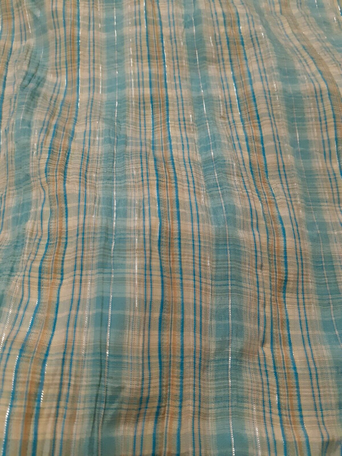 CHECKED AND CRINCKLED POLYCOTTON LUREX FABRIC - SOLD BY THE METRE