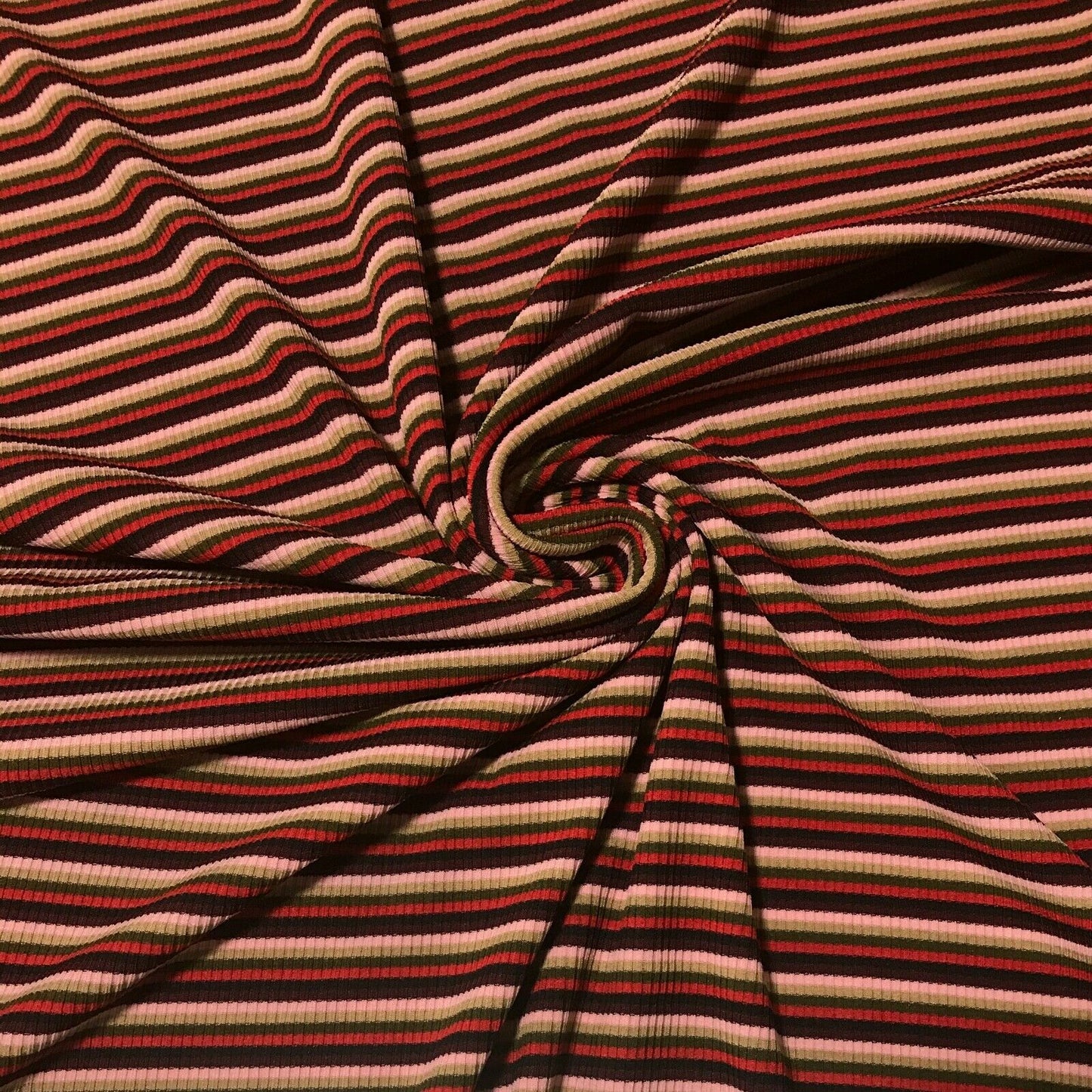 RIB JERSEY FABRIC STRETCH MULTICOLOUR STRIPED - SOLD BY THE METRE