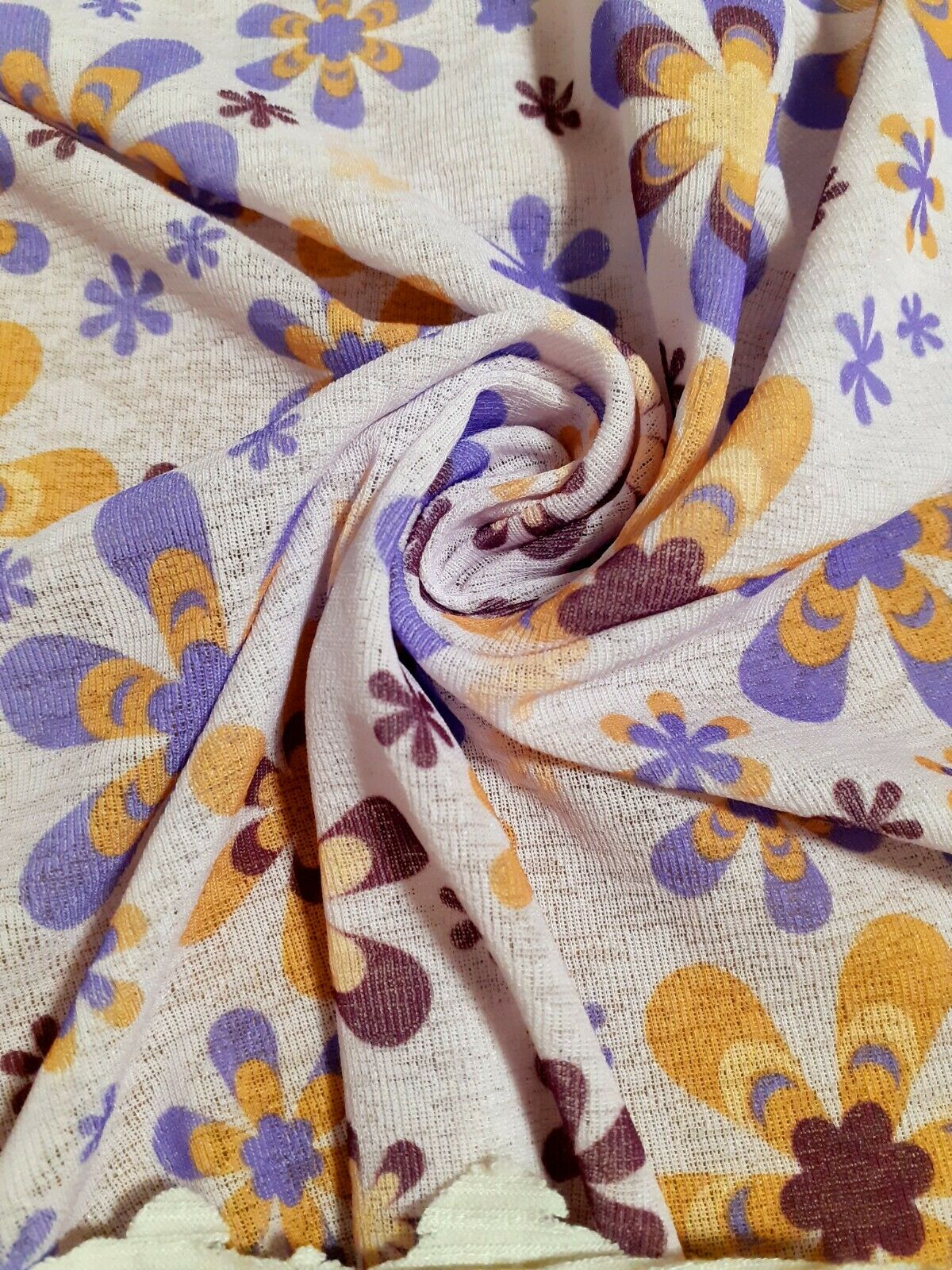 FLORAL PRINTED STRETCH TULLE LACE FABRIC - SOLD BY THE METRE