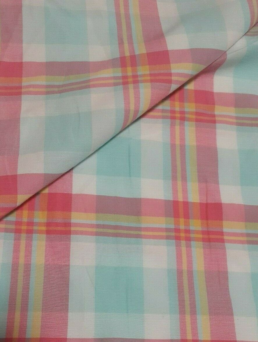 STRETCH CHECKED POLYCOTTON SHIRT FABRIC - SOLD BY THE METRE