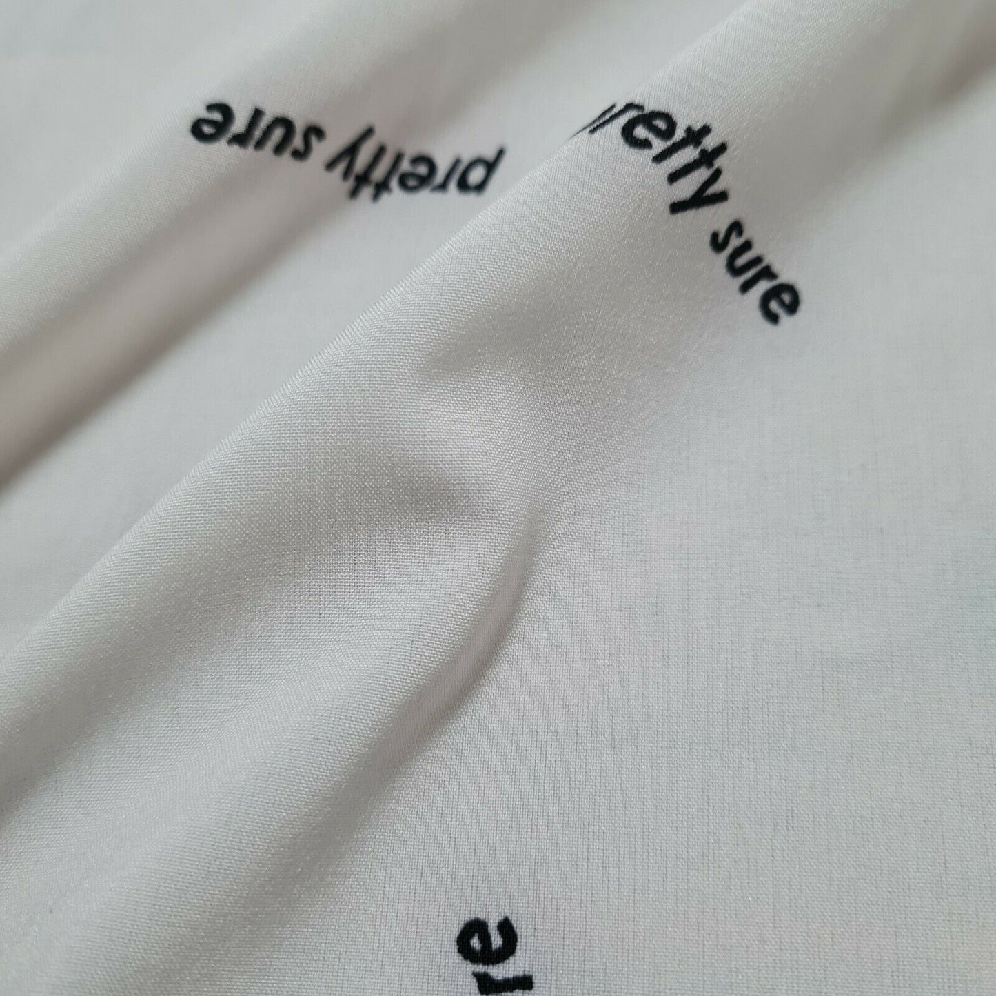 Polyester Fabric Black Letter Printed Off White 55" Wide Non Stretch