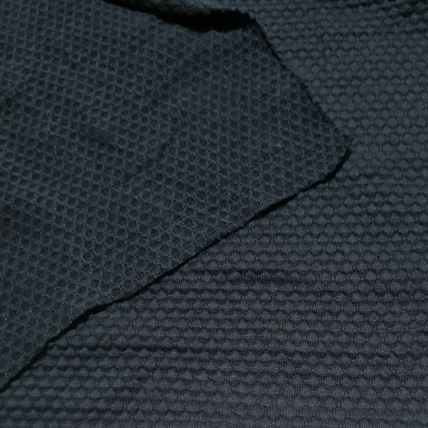 Viscose Jersey Fabric Honeycomb Figured Stretch Navy 59" Wide By The Metre A1-191