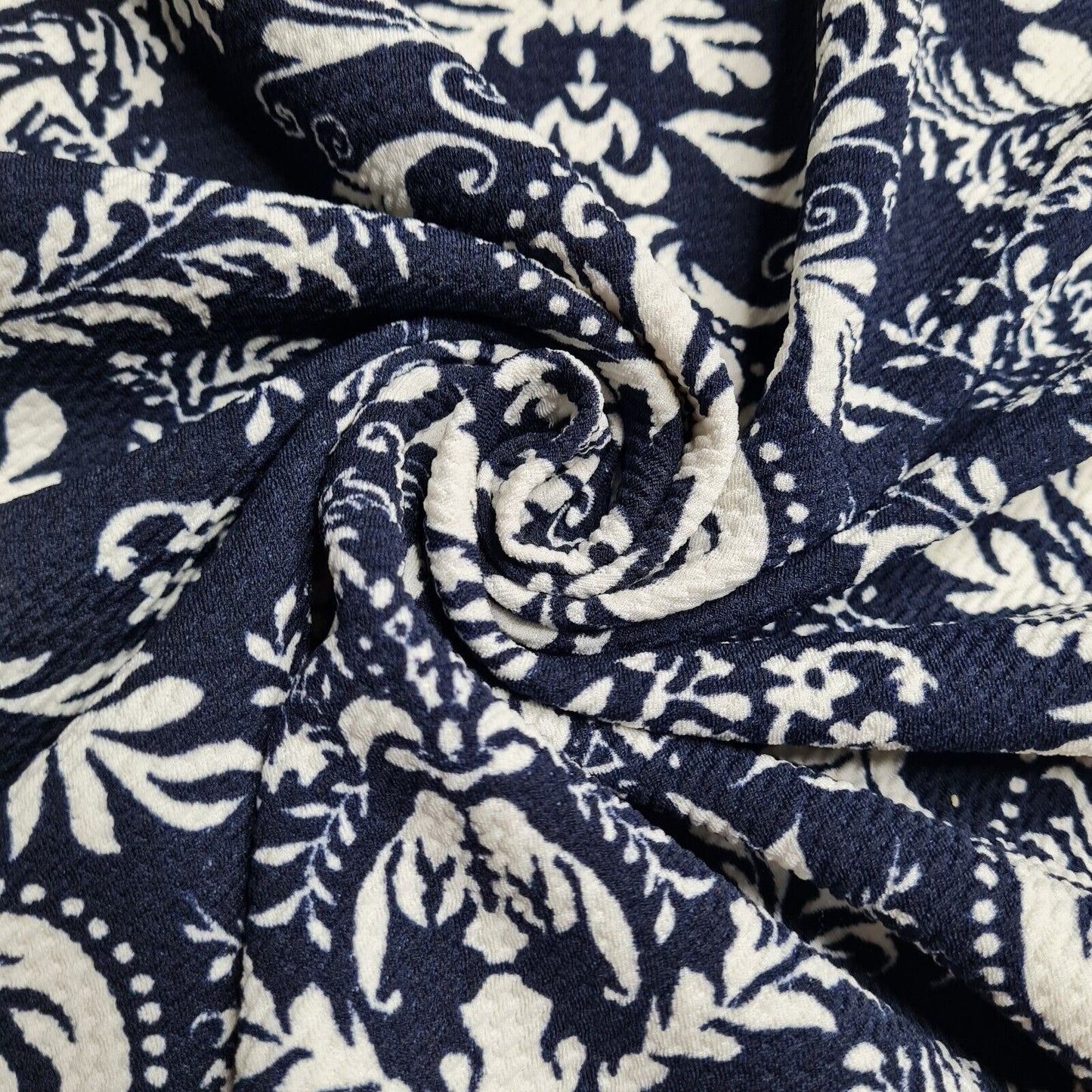 Double Knit Jersey Fabric Damask And Floral Printed 4 Way Stretch 55" Wide