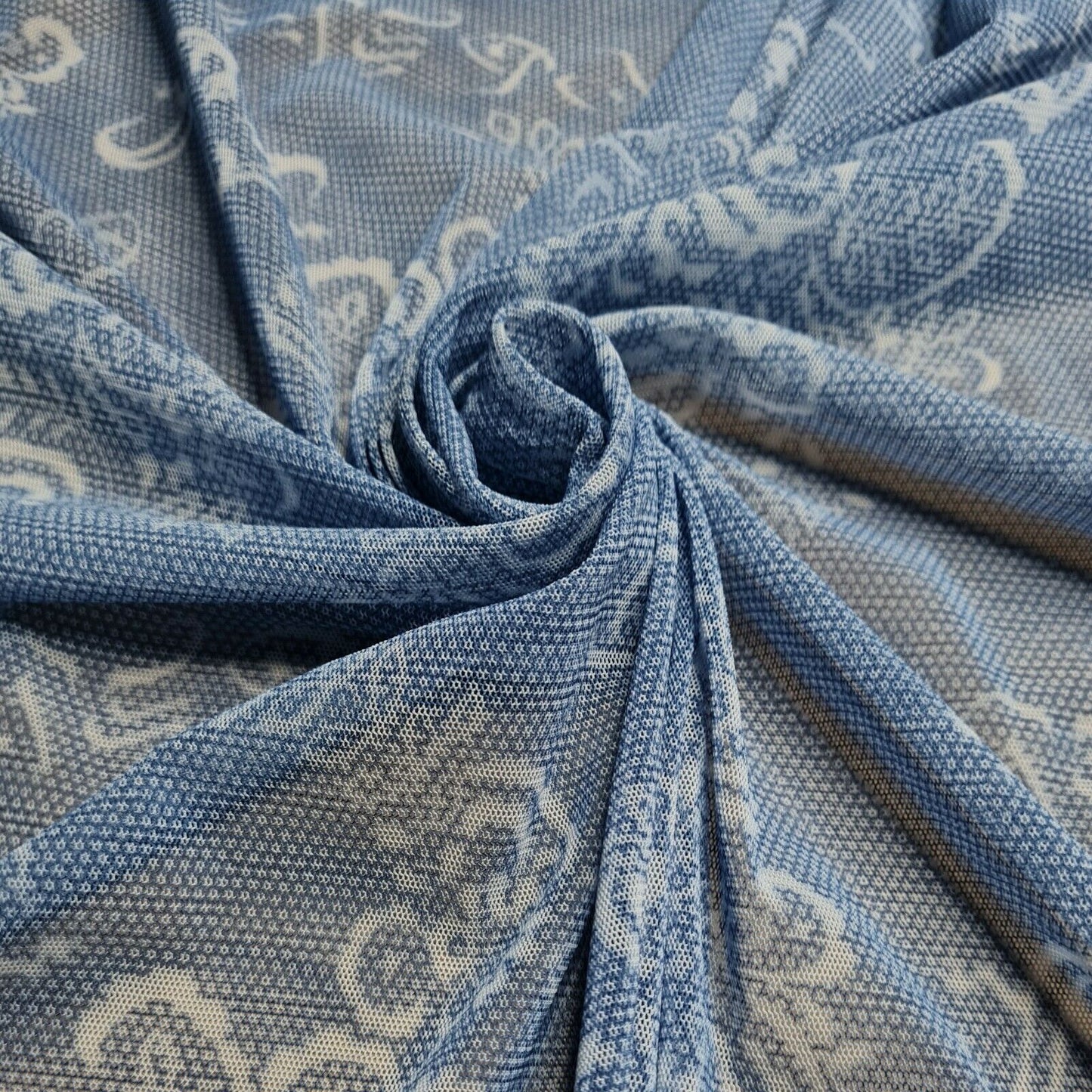 Mesh Tulle Fabric Stretch Blue And Light Brown Colours 59" Wide