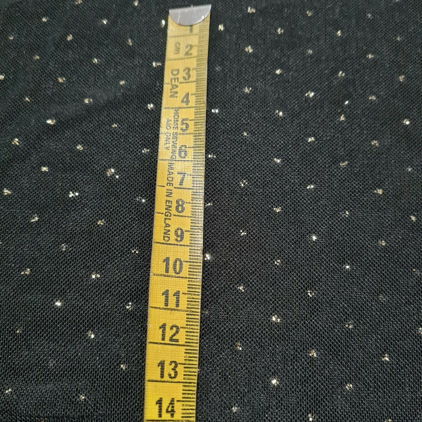 Stretch Tulle Mesh Fabric Gold Silvery Spotted Black Material Sold By The Metre