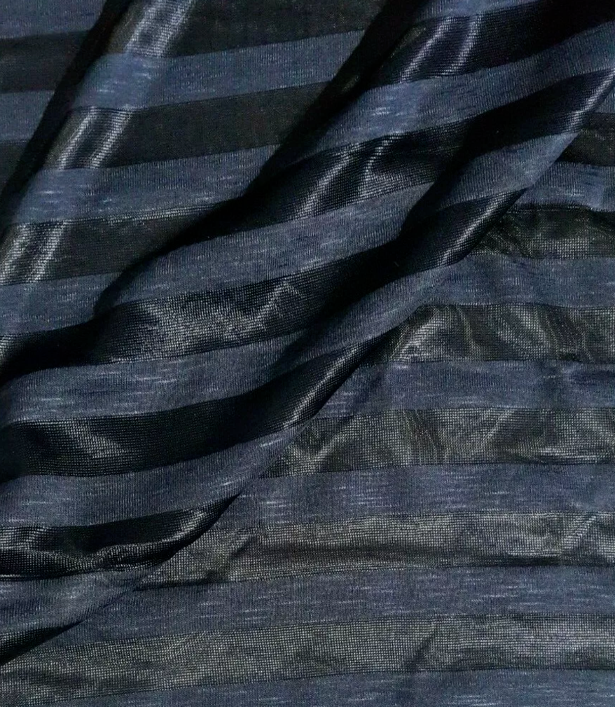 STRIPED VISCOSE POLYESTER THIN JERSEY FABRIC - SOLD BY THE METRE